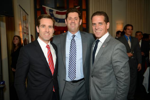 Beau and Hunter Biden flank The Artists & Athletes Alliance Executive Director Steve Ross.